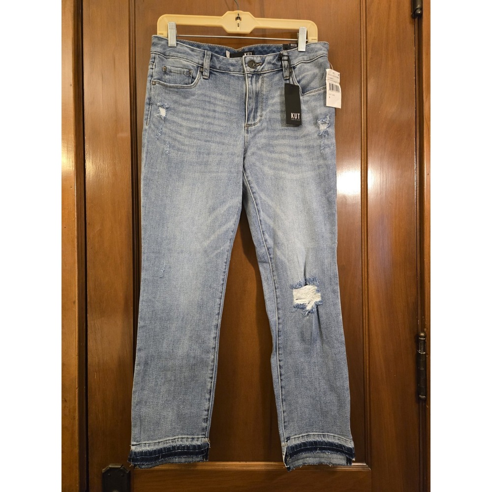 NWT Kut from the Kloth Reese Ankle Straight Leg Jeans Distressed Women's Size 6
